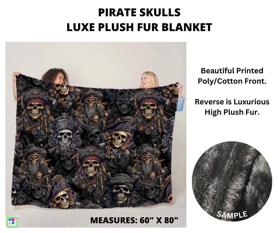 Pirate Skulls Luxe Plush Fur Blanket