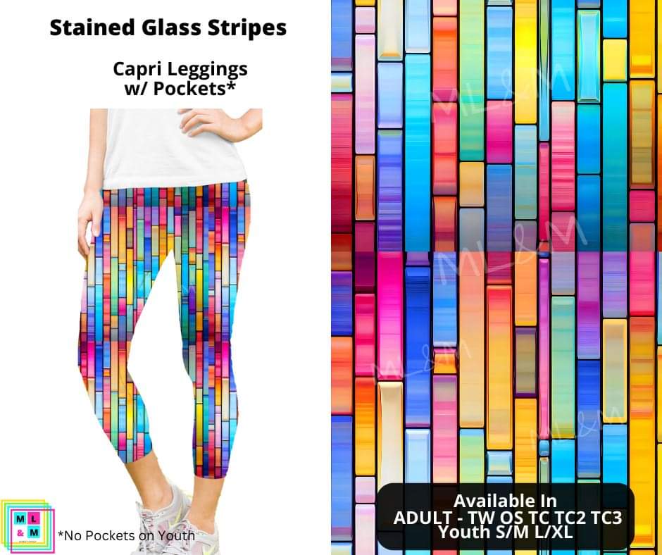 Stained Glass Stripes Capri Length w/ Pockets