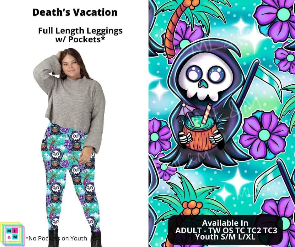 Death's Vacation Full Length Leggings w/ Pockets
