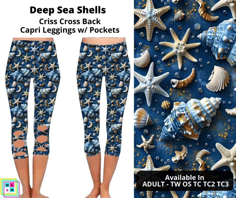 Deep Sea Shells Criss Cross Capri w/ Pockets