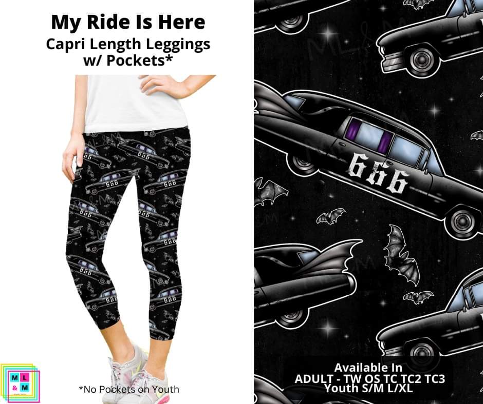 My Ride Is Here Capri Length Leggings w/ Pockets