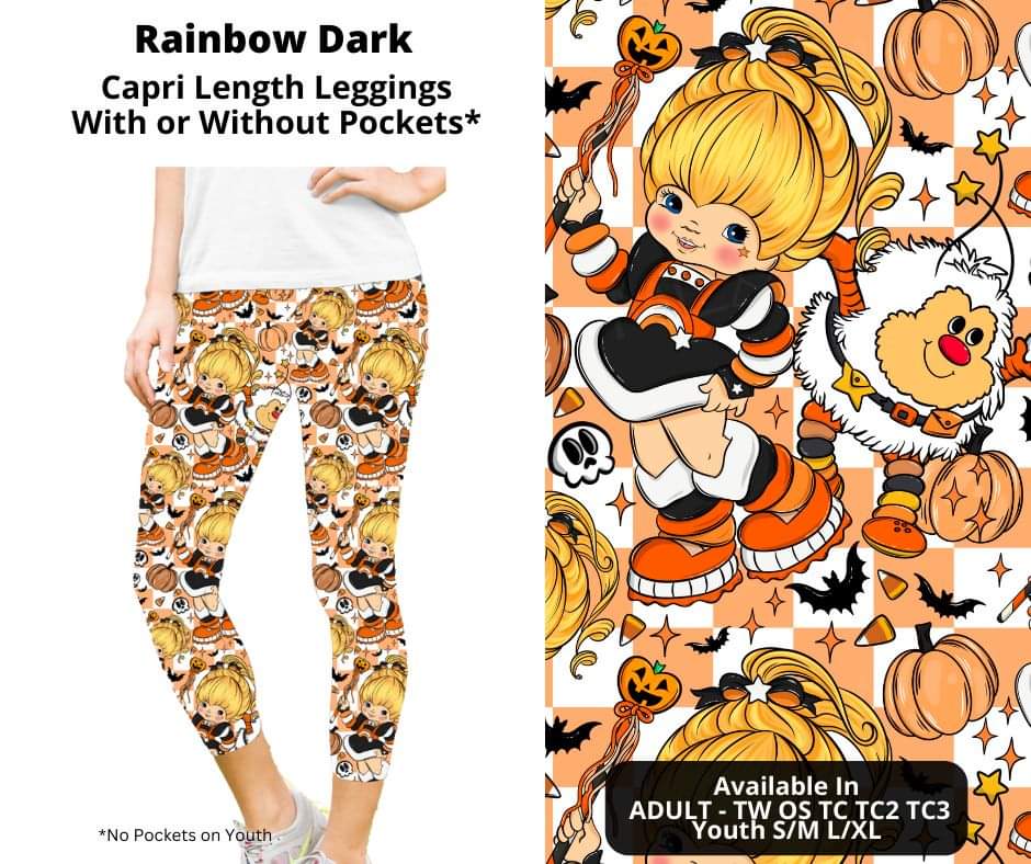 Rainbow Dark Capri Length Leggings w/ Pockets