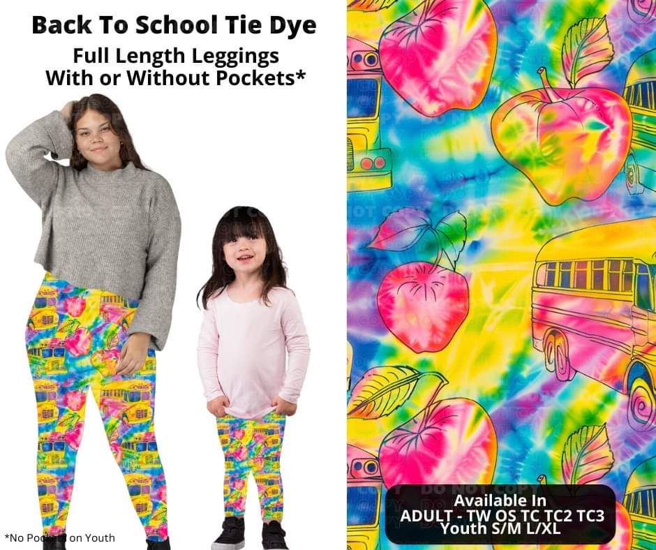 Back To School Tie Dye Full Length Leggings w/ Pockets