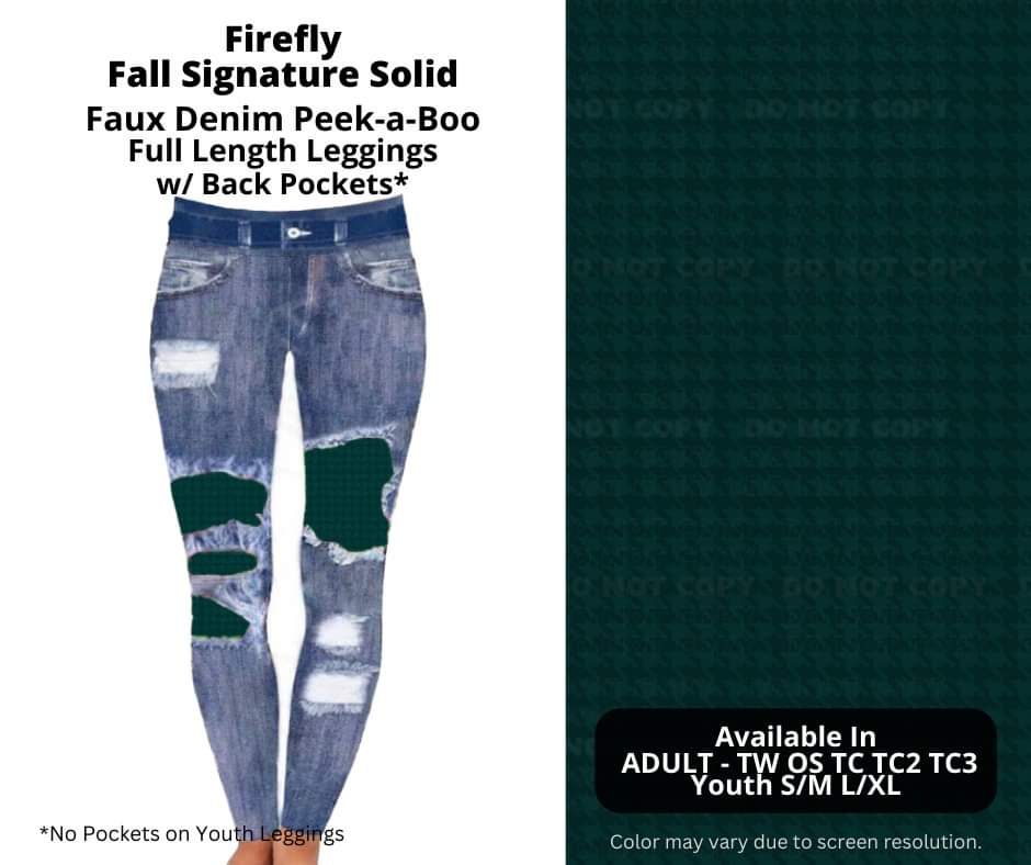 Firefly Faux Denim Full Length Peekaboo Leggings