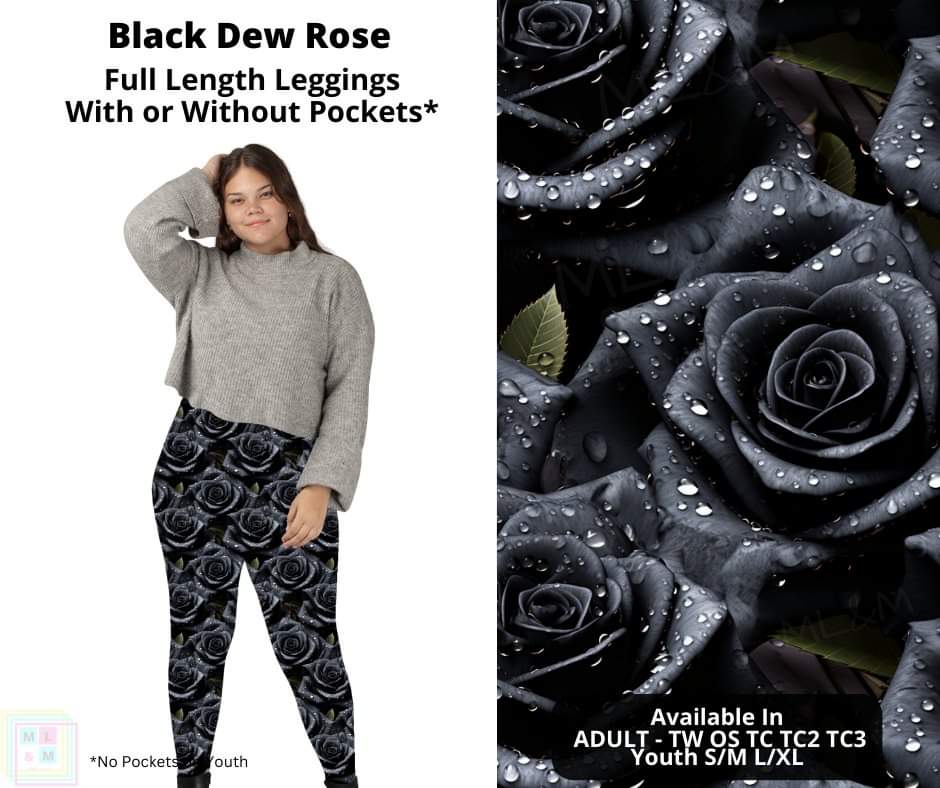 Black Dew Rose Full Length Leggings w/ Pockets