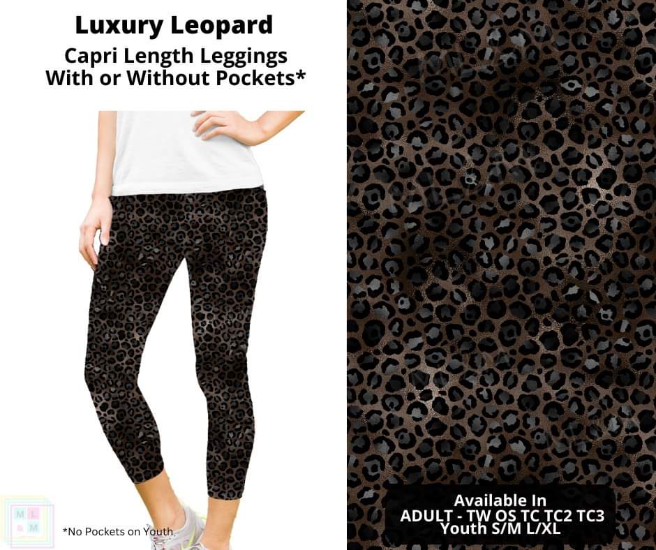 Luxury Leopard Capri Length Leggings w/ Pockets