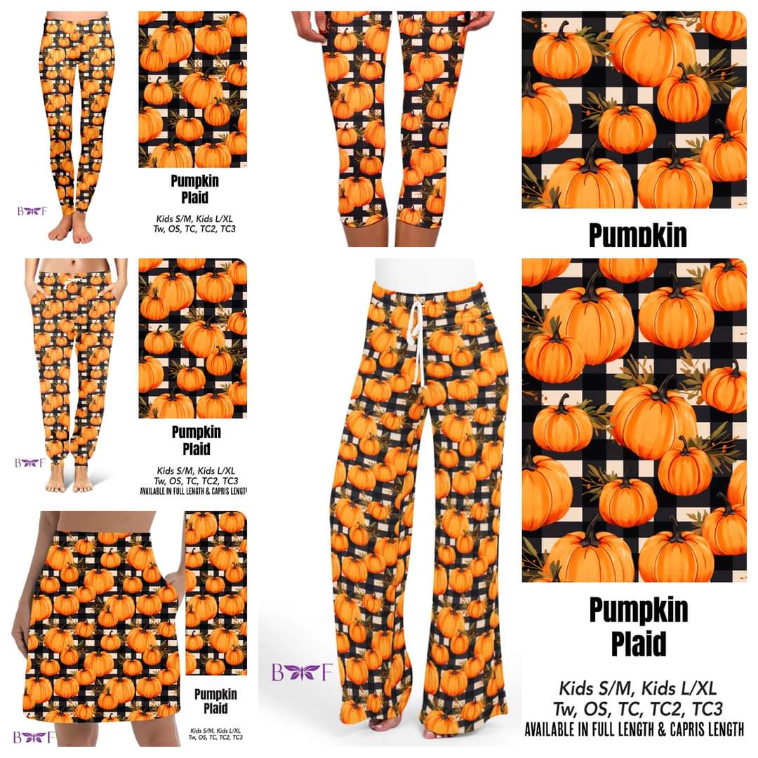 Pumpkin Plaid leggings and skorts with pockets