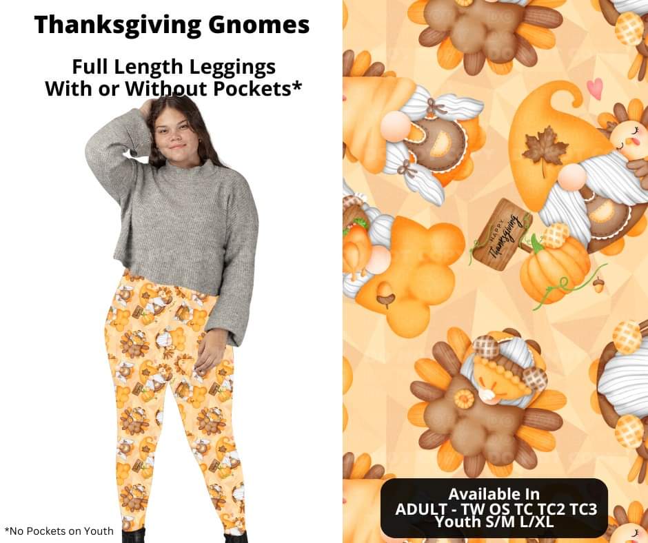Thanksgiving Gnomes Full Length Leggings w/ Pockets
