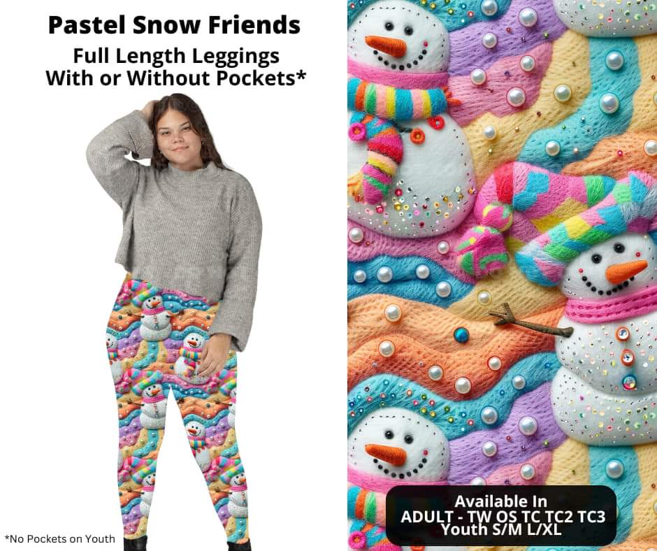 Pastel Snow Friends Full Length Leggings w/ Pockets
