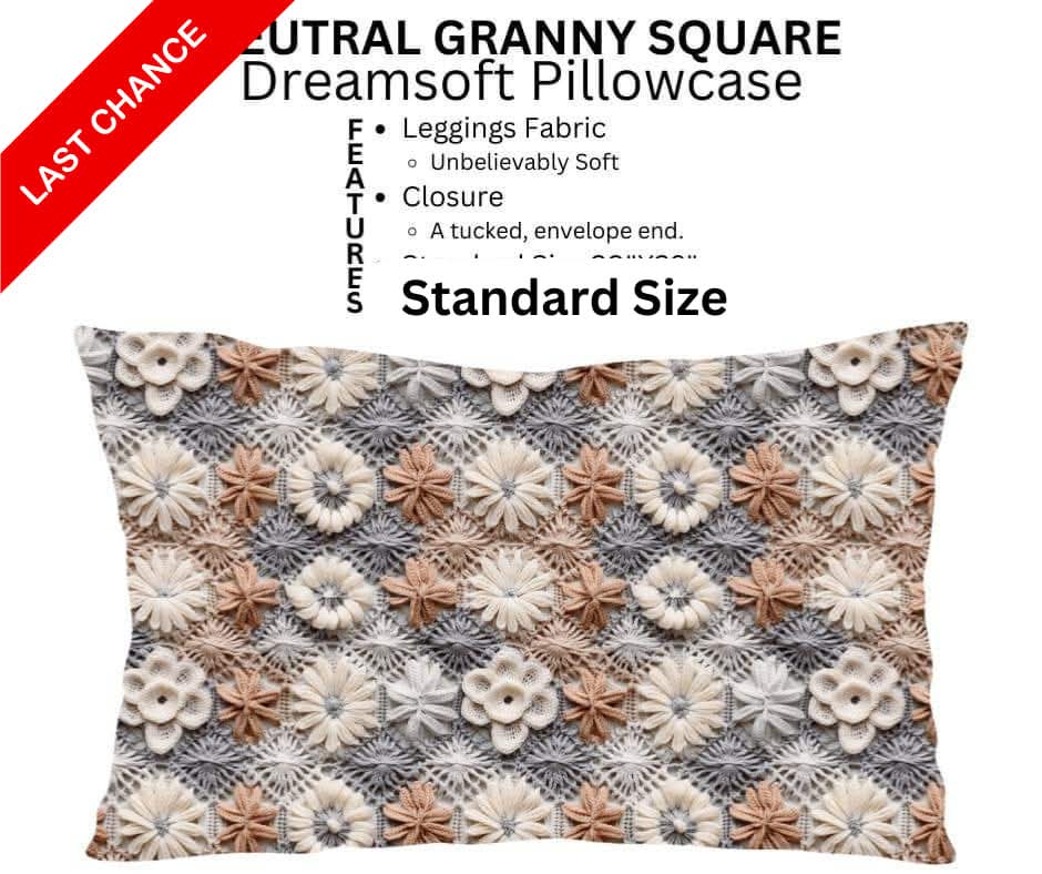 Neutral Granny Square Dreamsoft Pillowcase