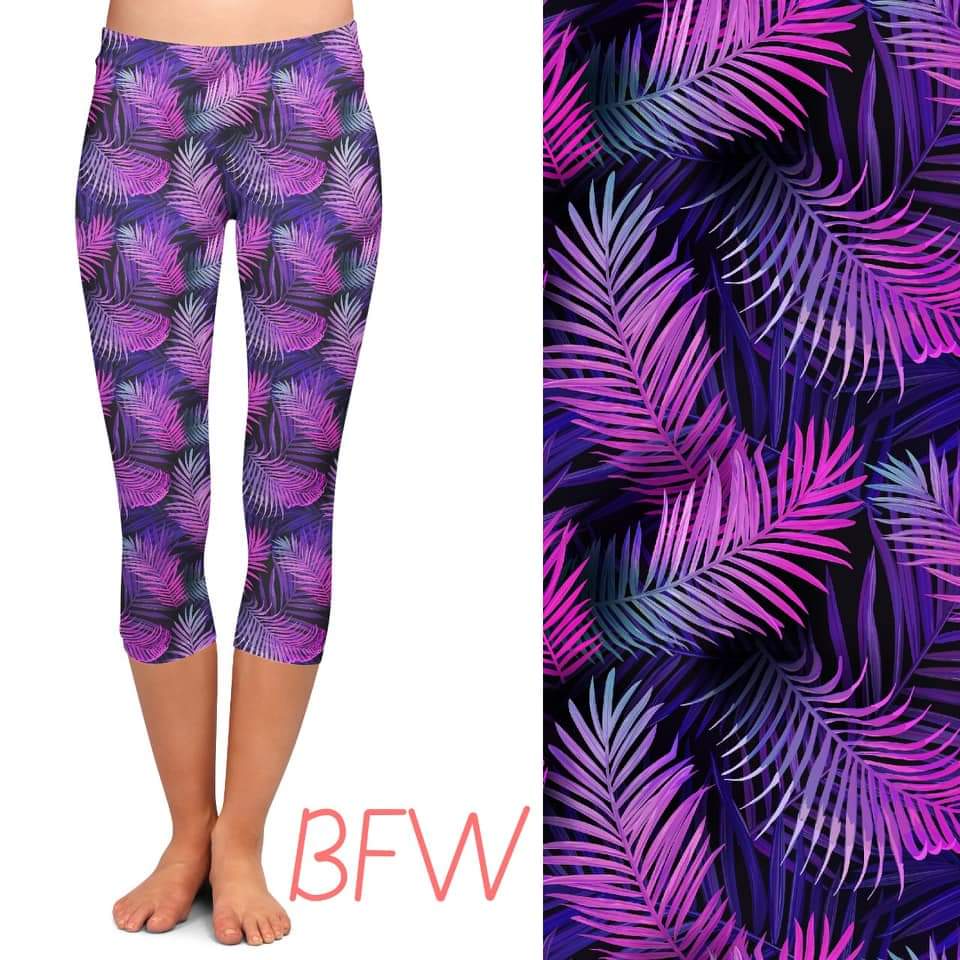 Purple Palm shorts with pockets