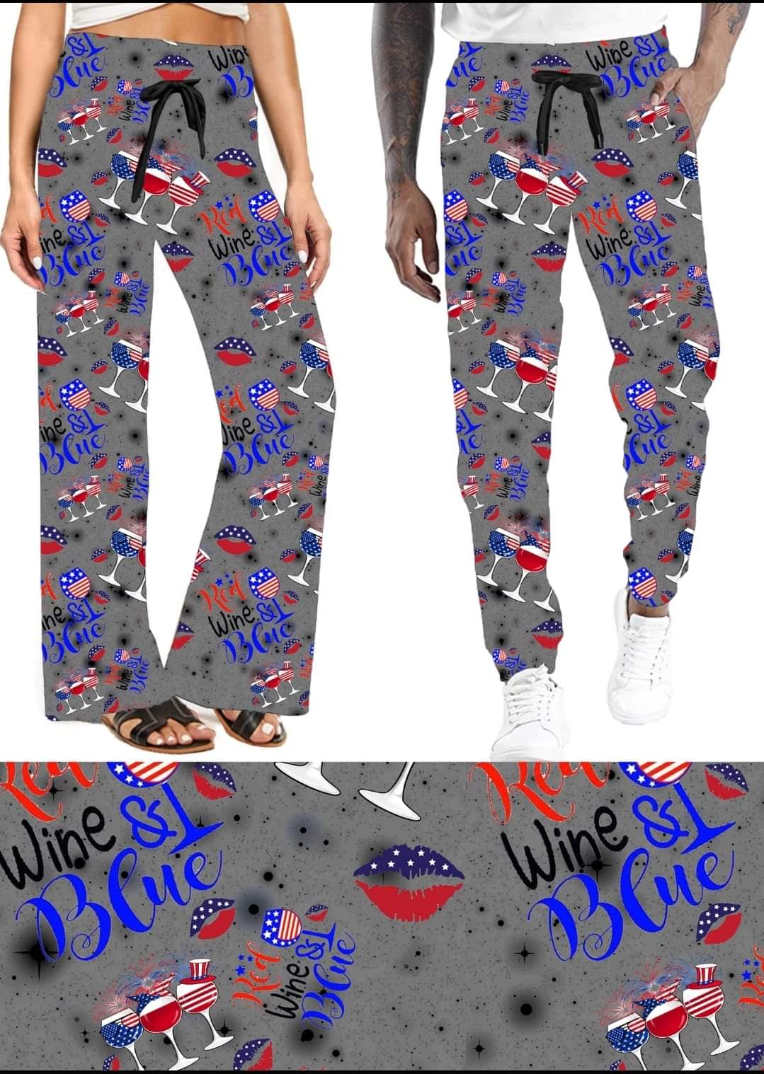 Red, Wine and Blue capris, joggers, capri joggers, capri loungers, skorts, and shorts