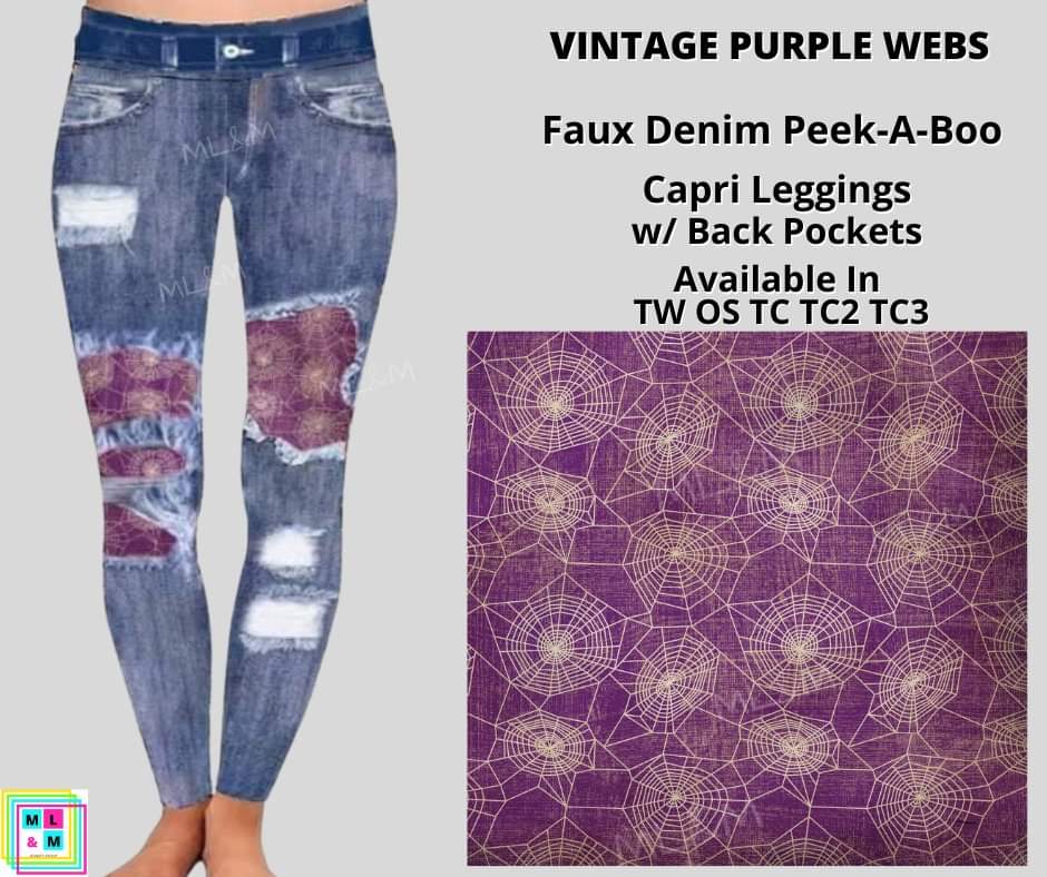 Vintage Purple Web Faux Denim Full Length