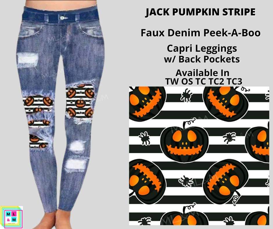 Jack Pumpkin Stripe Faux Denim Full Length