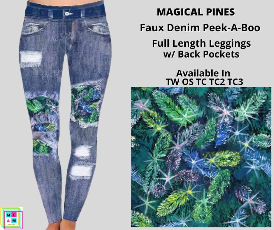 Magical Pines Faux Denim Full Length