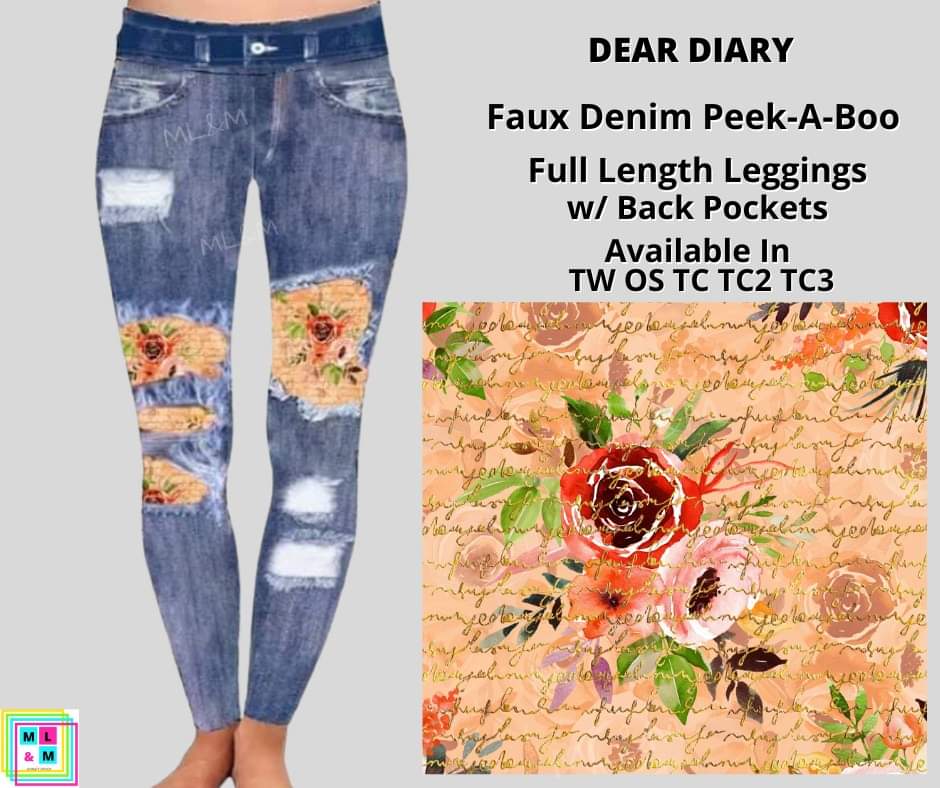 Dear Diary Faux Denim Full Length