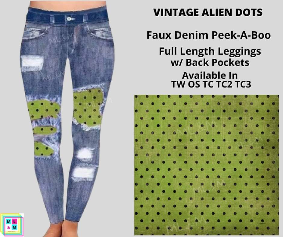 Vintage Alien Stripes Faux Denim Full Length