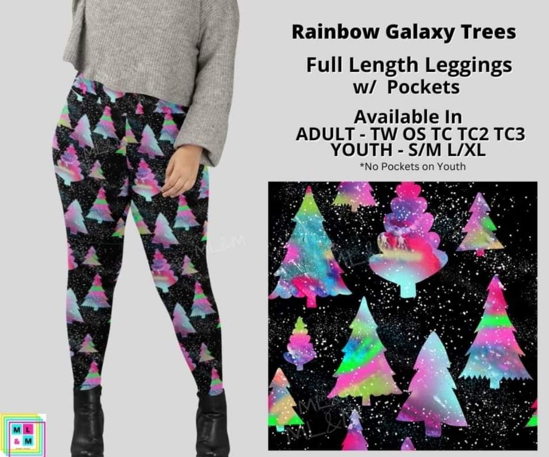 Rainbow Galaxy Trees Full Length Leggings