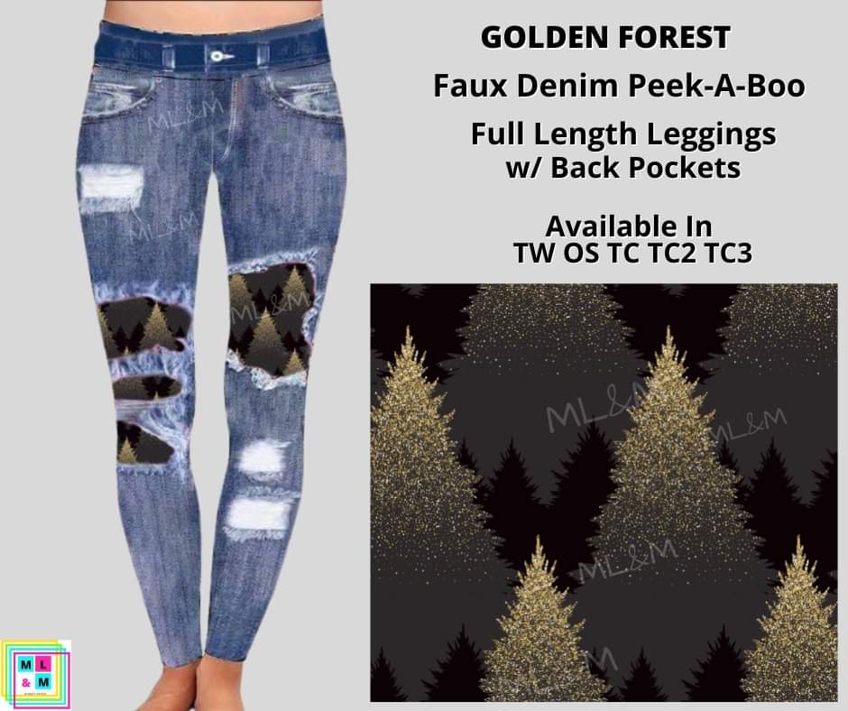 Golden Forest Faux Denim Full Length