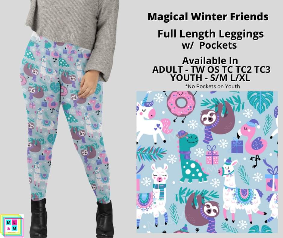 Magical Winter Friends Full Length Leggings w/ Pockets