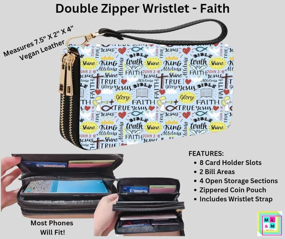 Faith Double Zipper Wristlet
