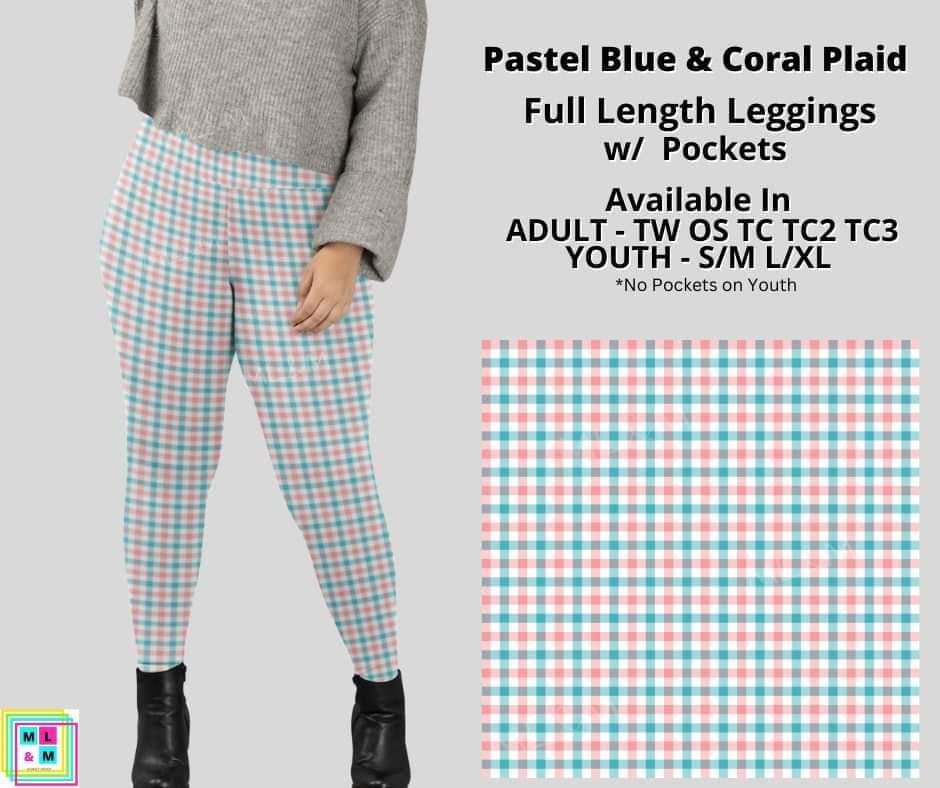 Pastel Blue & Coral Plaid Full Length w/ Pockets