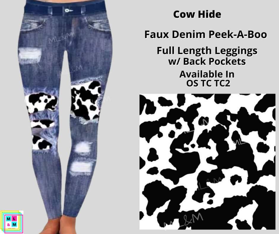 Cow Hide Faux Denim Full Length