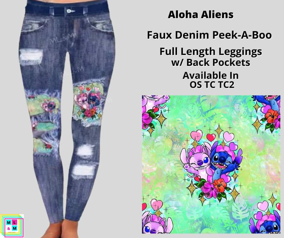 Aloha Aliens Faux Denim Full Length
