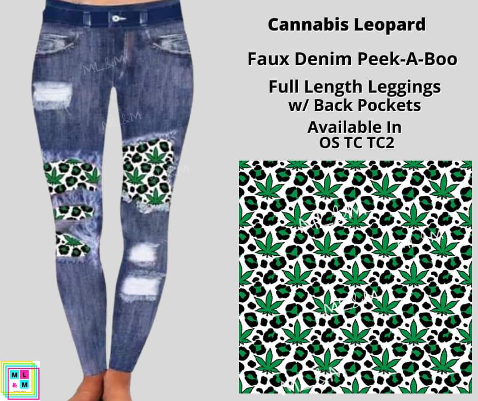 Cannabis Leopard Faux Denim Full Length