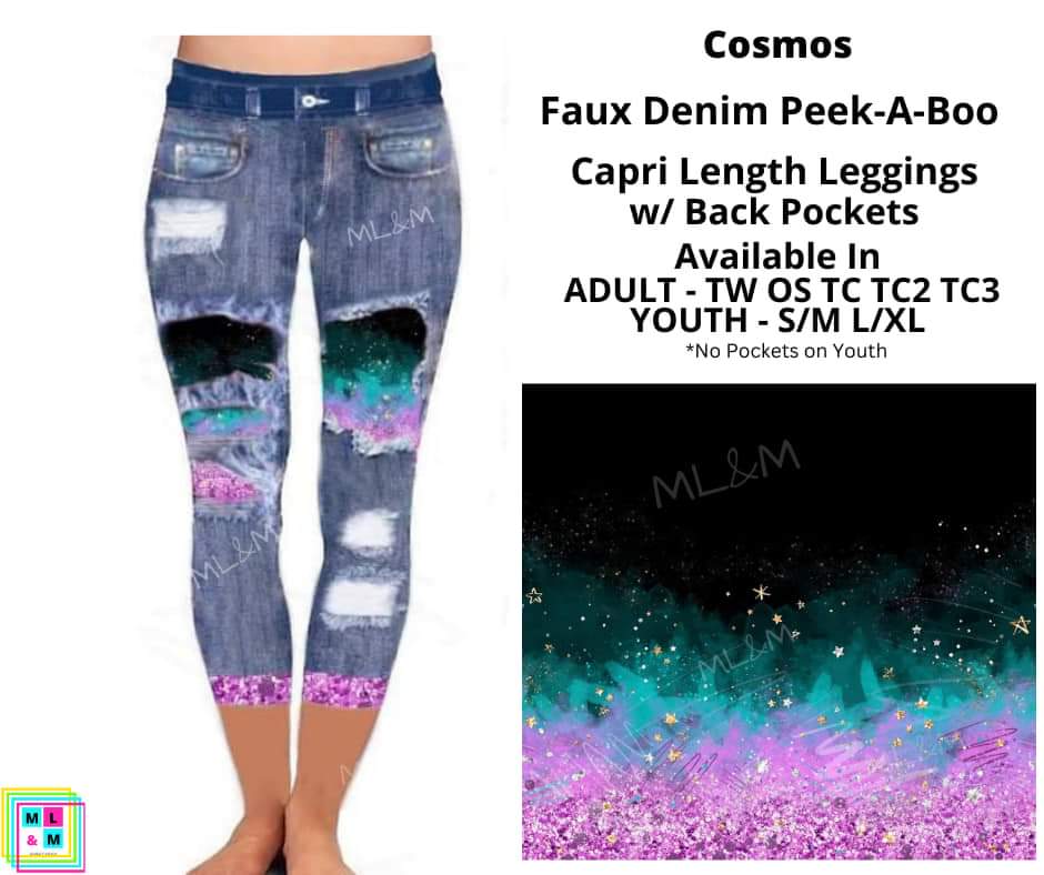 Cosmos Faux Denim Capris