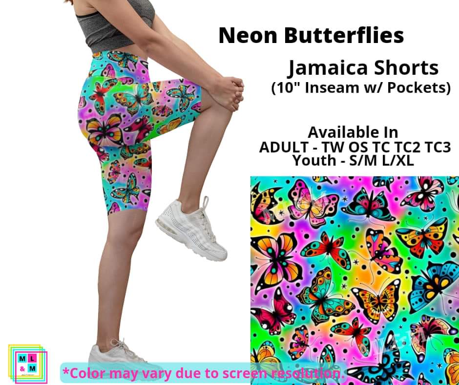 Neon Butterflies 10" Jamaica Shorts
