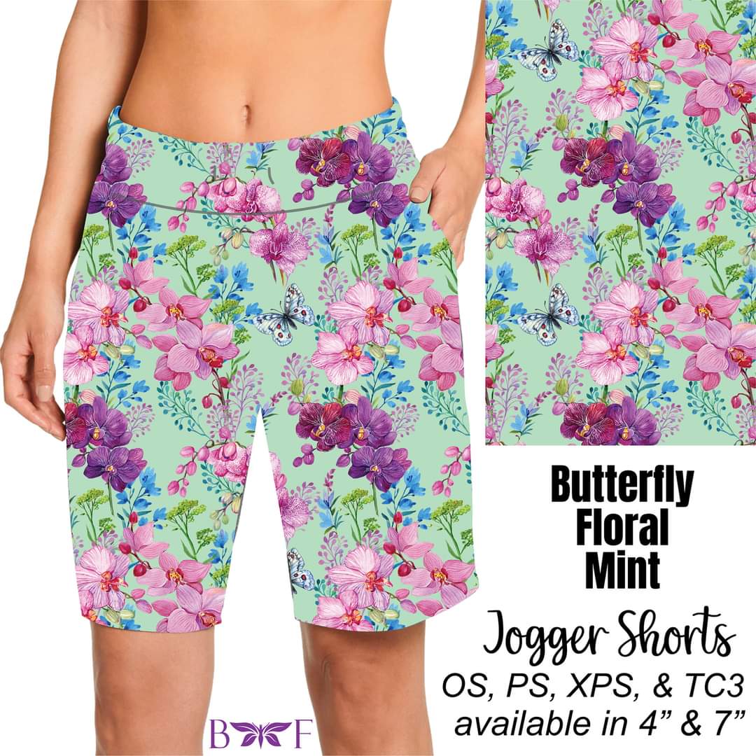 Butterfly Floral Mint capris with pockets