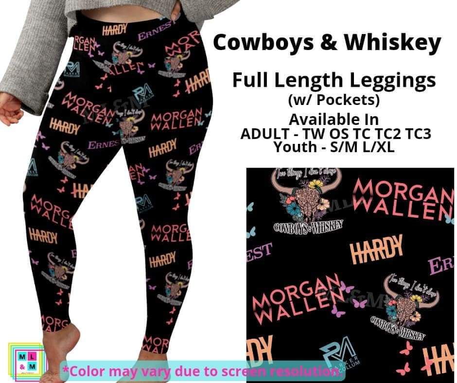 Cowboys & Whiskey Full Length Leggings w/ Pockets