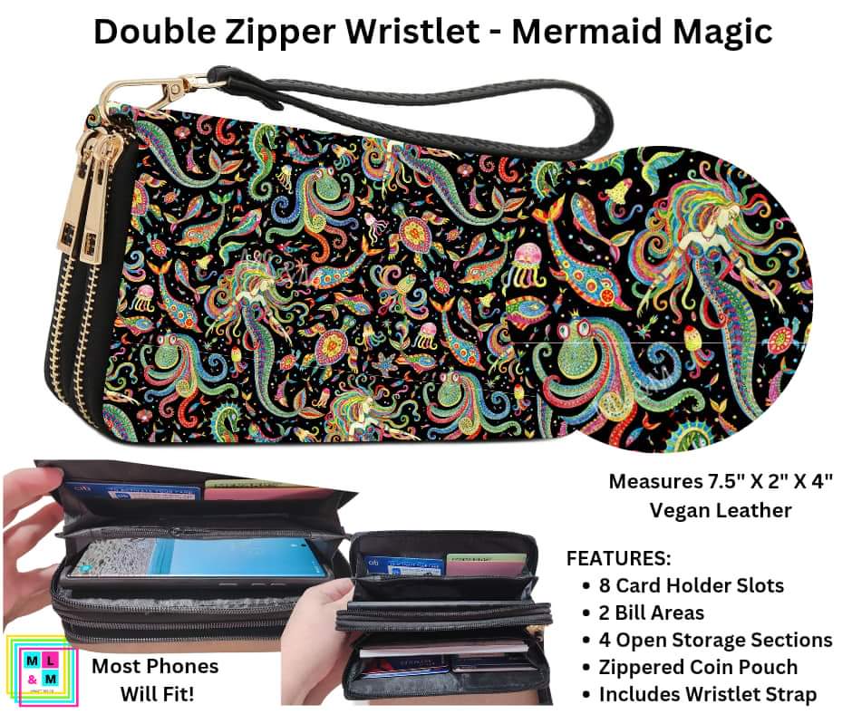 Mermaid Magic Double Zipper Wristlet