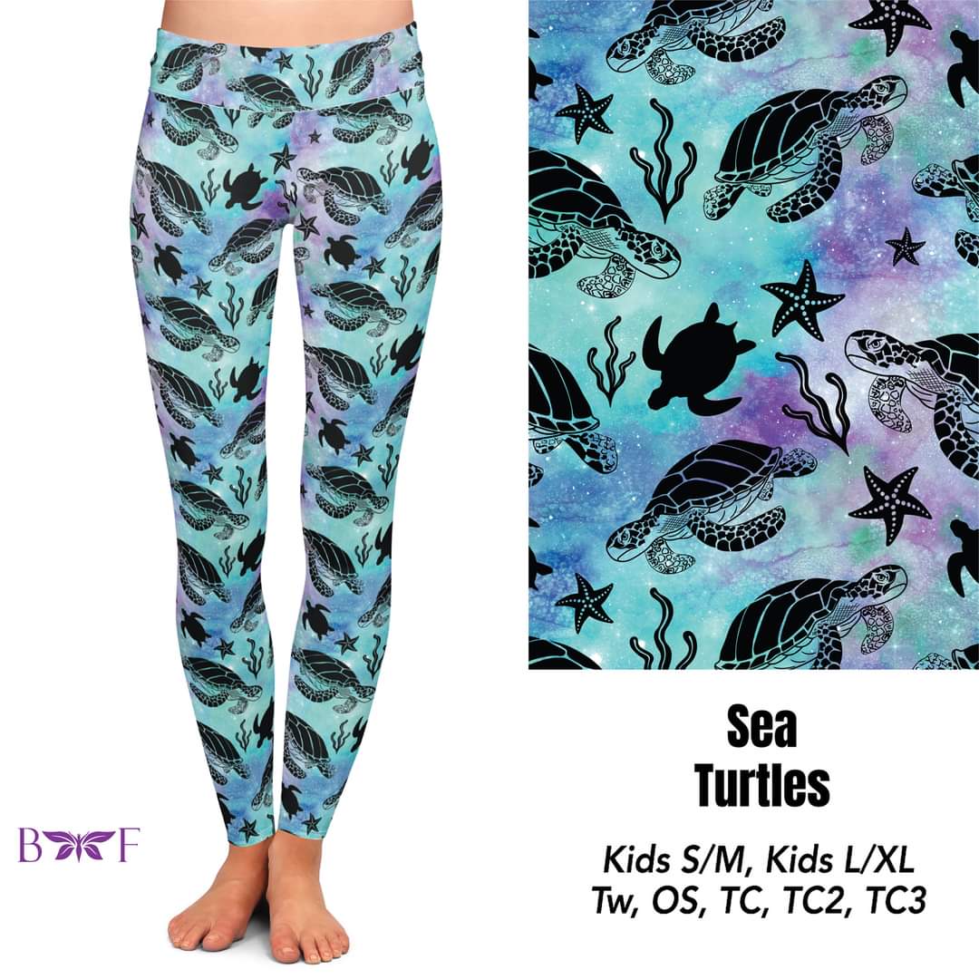 Sea Turtles biker shorts with pockets