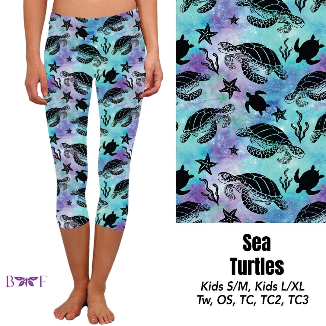 Sea Turtles biker shorts with pockets