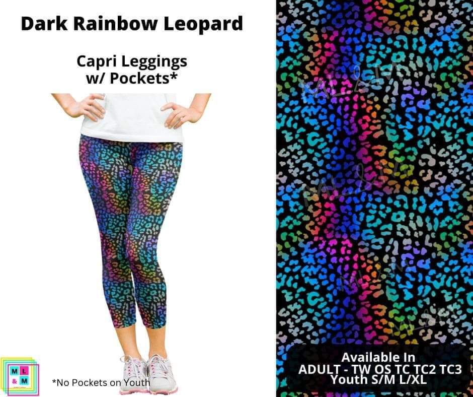 Dark Rainbow Leopard Capri Length w/ Pockets