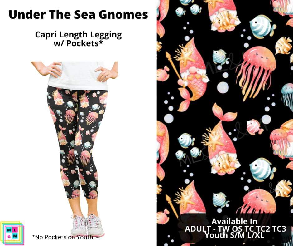 Under the Sea Gnomes Capri Length w/ Pockets