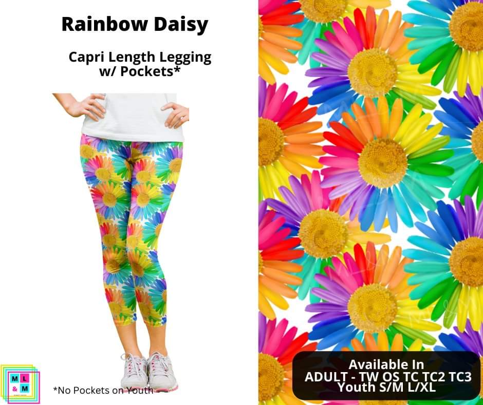 Rainbow Daisy Capri Length w/ Pockets