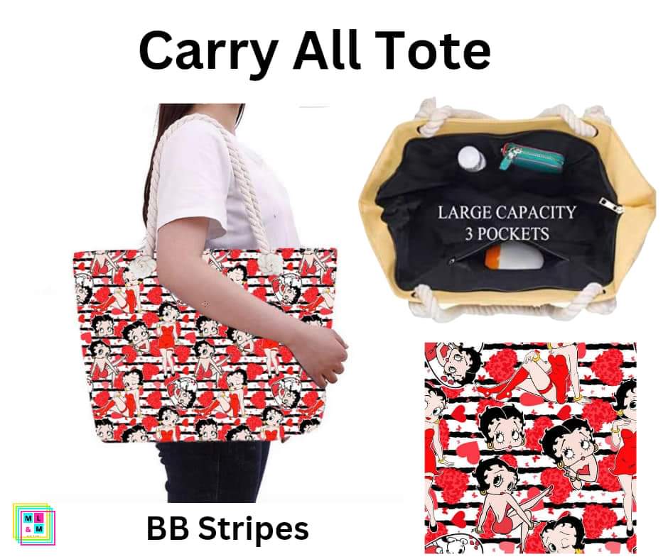 BB Stripes Carry All Tote w/ Zipper