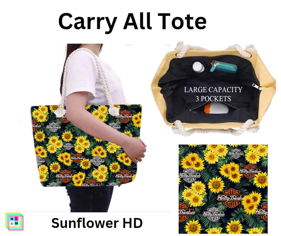 Sunflower HD Carry All Tote w/ Zipper
