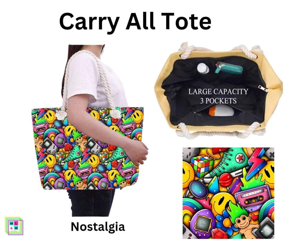Nostalgia Carry All Tote w/ Zipper