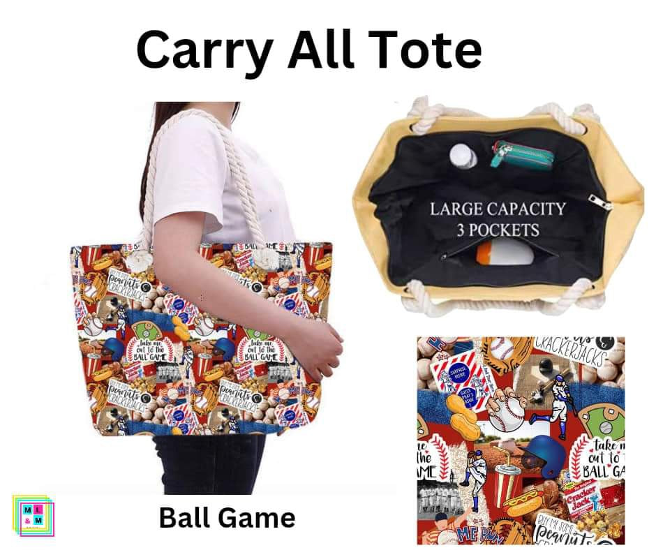 Ball Game Carry All Tote w/ Zipper
