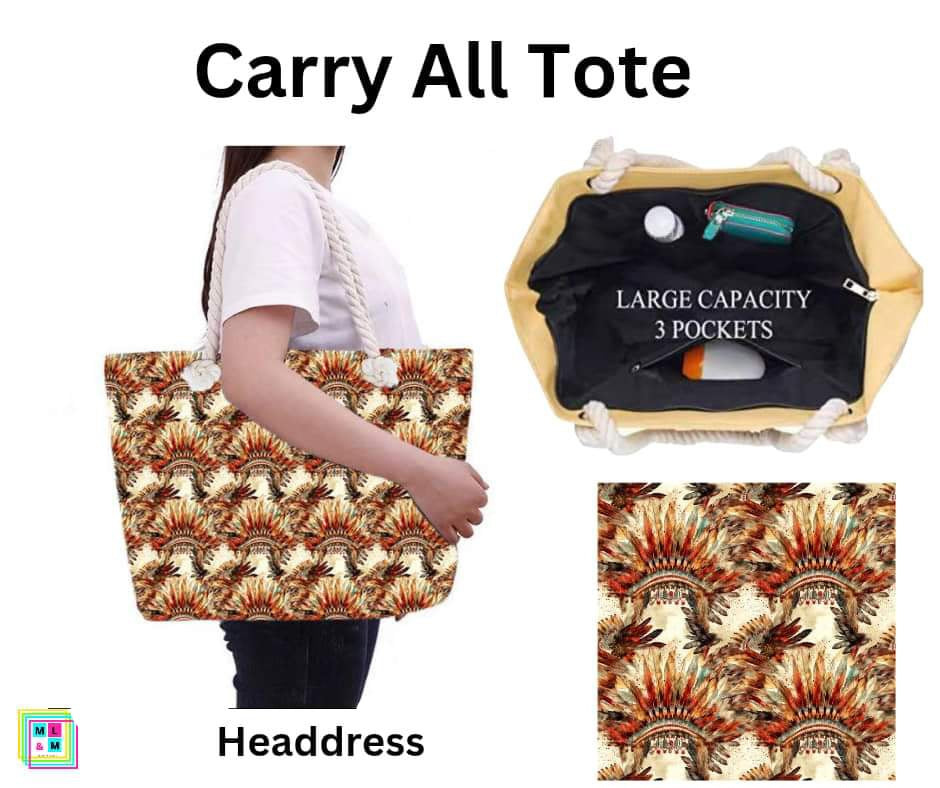 Headdress Carry All Tote w/ Zipper