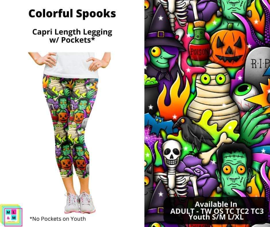 Colorful Spooks Capri Length w/ Pockets