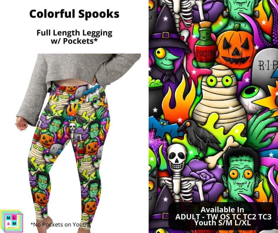 Colorful Spooks Full Length Leggings w/ Pockets