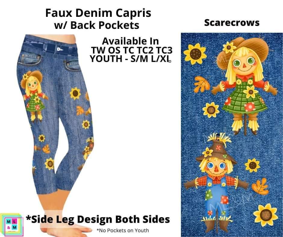 Scarecrows Capri Faux Denim w/ Side Leg Designs
