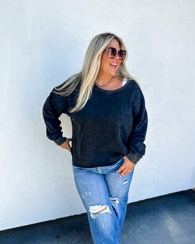 Custom Mineral Washed Sweatshirt Denim