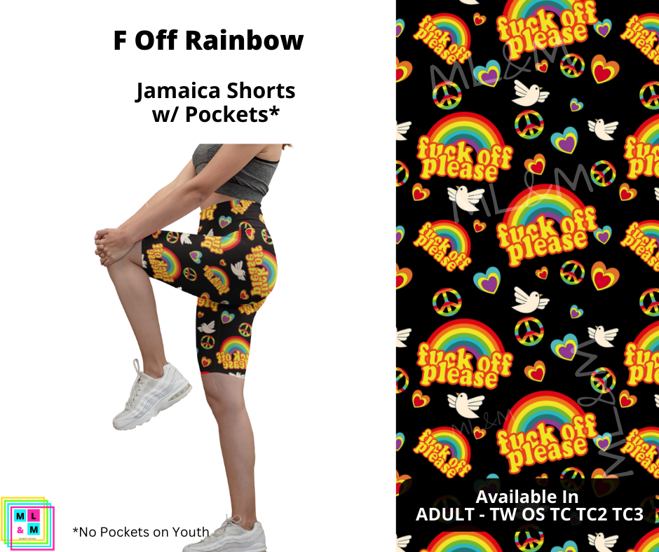 F Off Rainbow 10" Jamaica Shorts