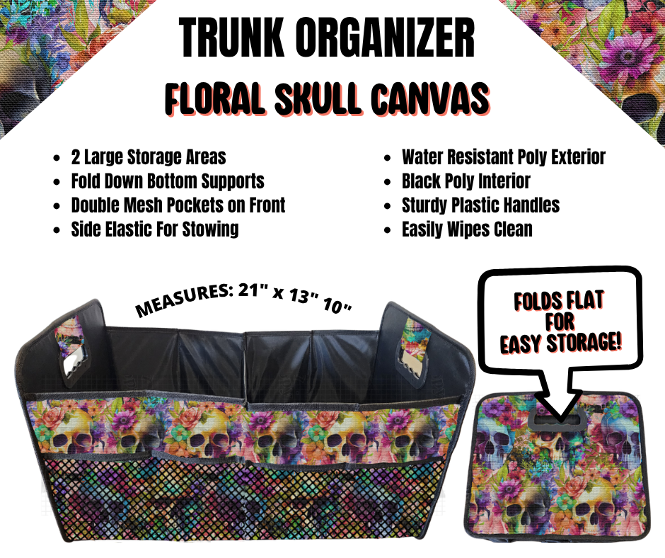 Floral Skull Canvas Trunk Organizer
